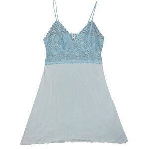 RARE Vintage Y2K GAP Body Baby Blue Floral Lace Babydoll Slip Dress Nightgown- M